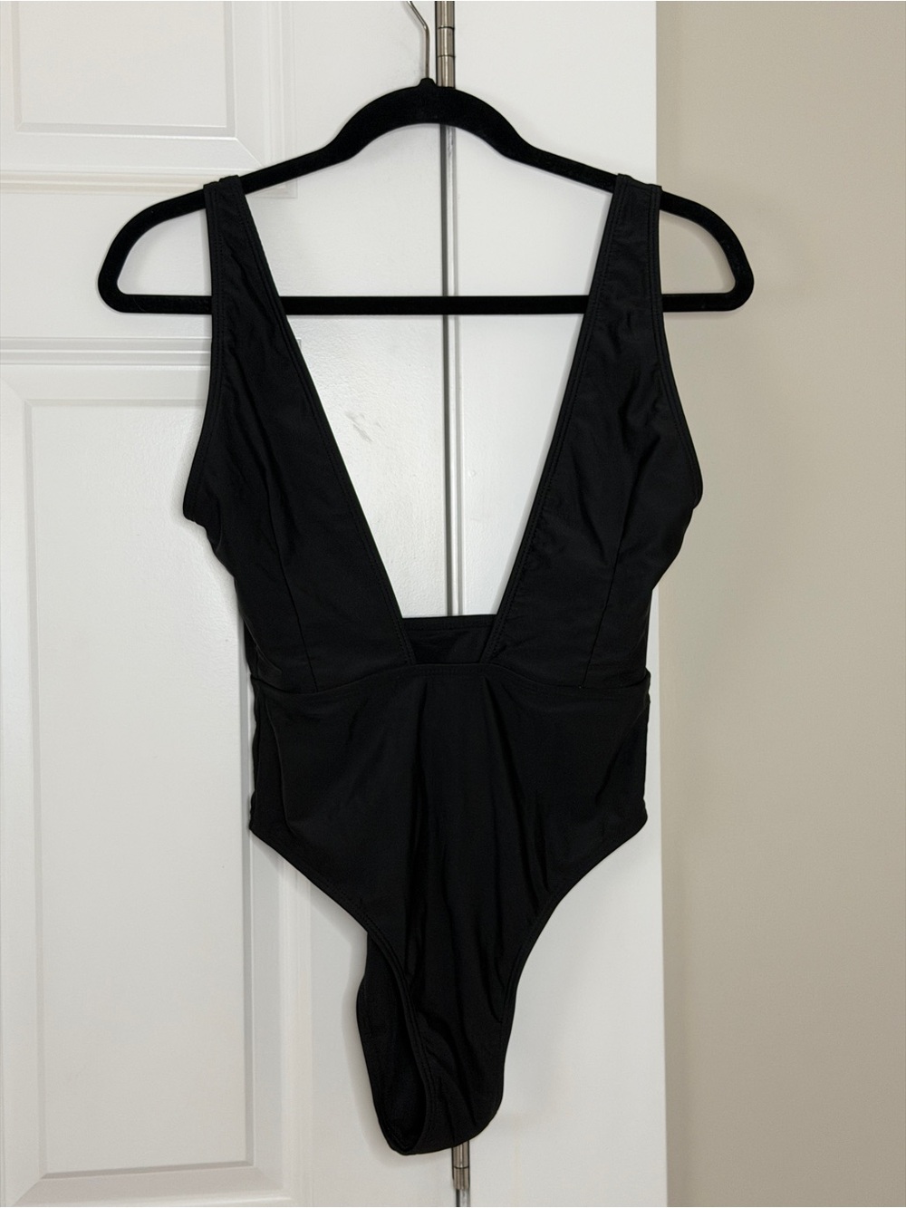 Zaful Black Deep V One-Piece Swimsuit never worn